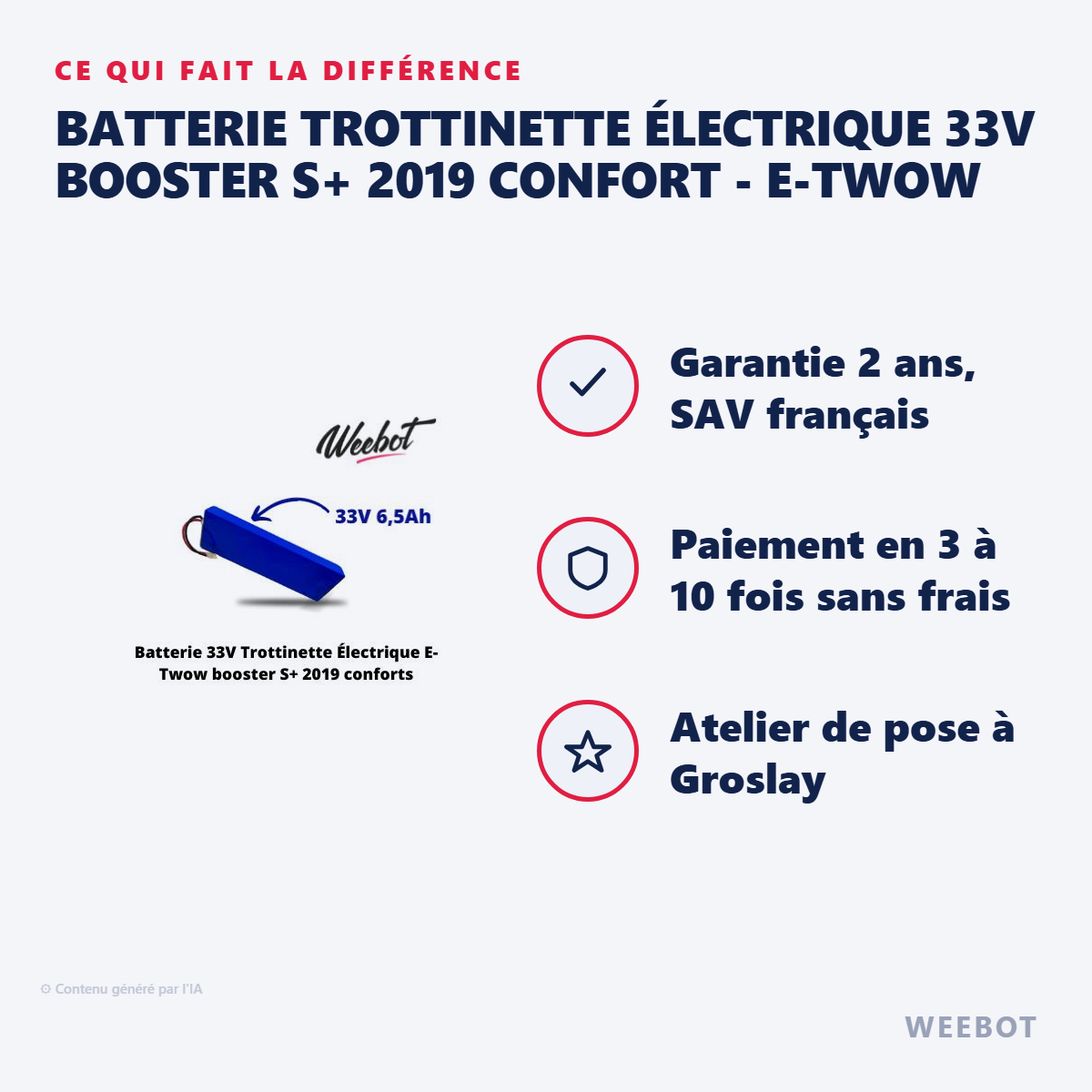 Batterie Trottinette Électrique 33V Booster S+ 2019 Confort - E-TWOW : les points forts