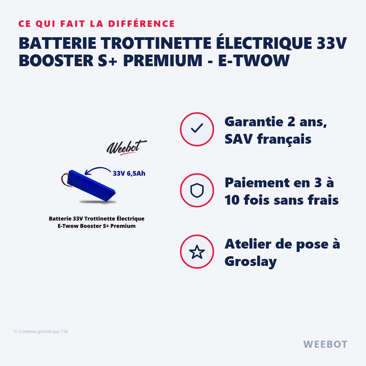 Batterie Trottinette Électrique 33V Booster S+ Premium - E-TWOW : les points forts