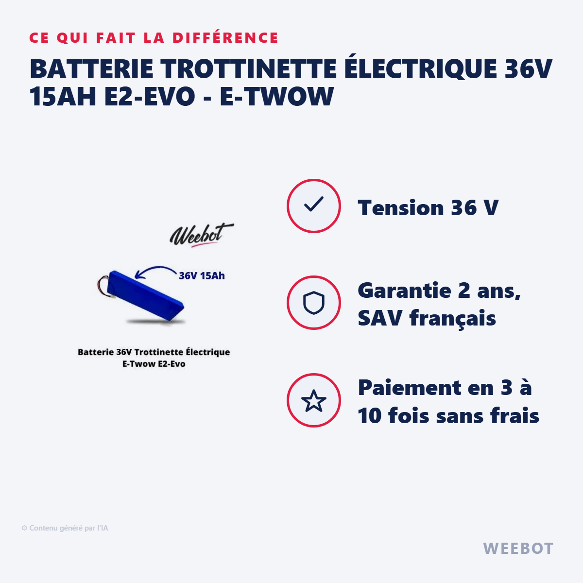 Batterie Trottinette Électrique 36V 15Ah E2-Evo - E-TWOW : les points forts