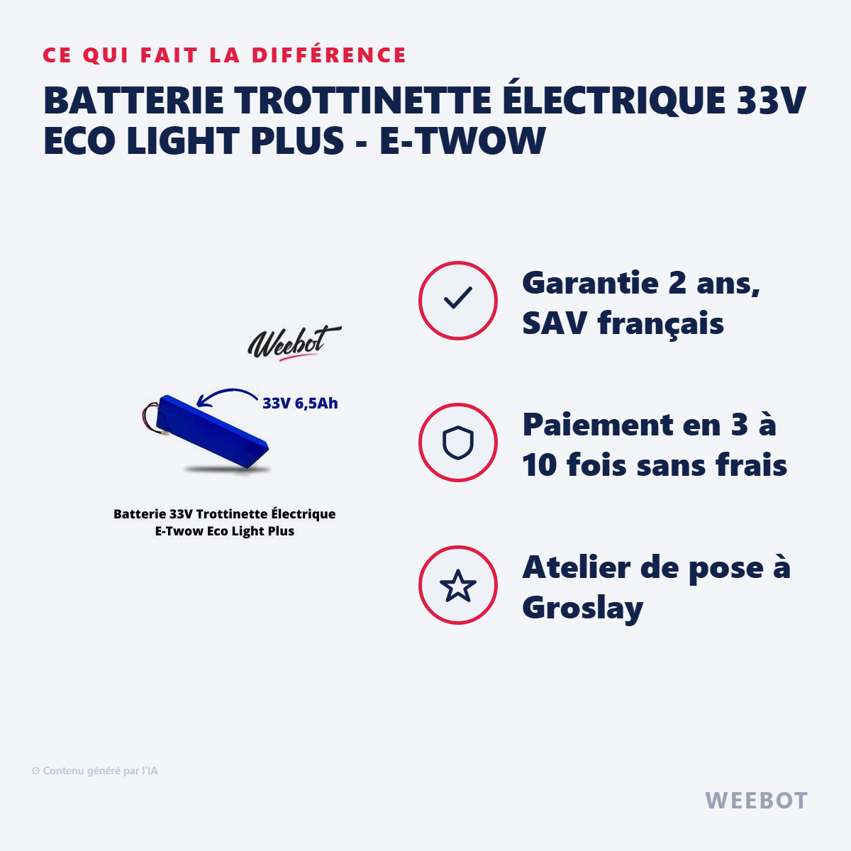 Batterie Trottinette Électrique 33V Eco Light Plus - E-TWOW : les points forts