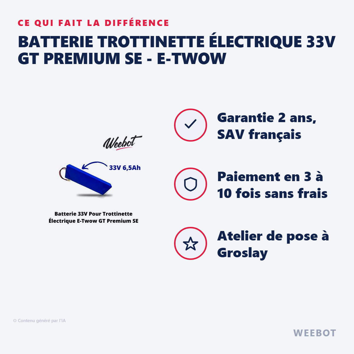 Batterie Trottinette Électrique 33V GT Premium SE - E-TWOW : les points forts