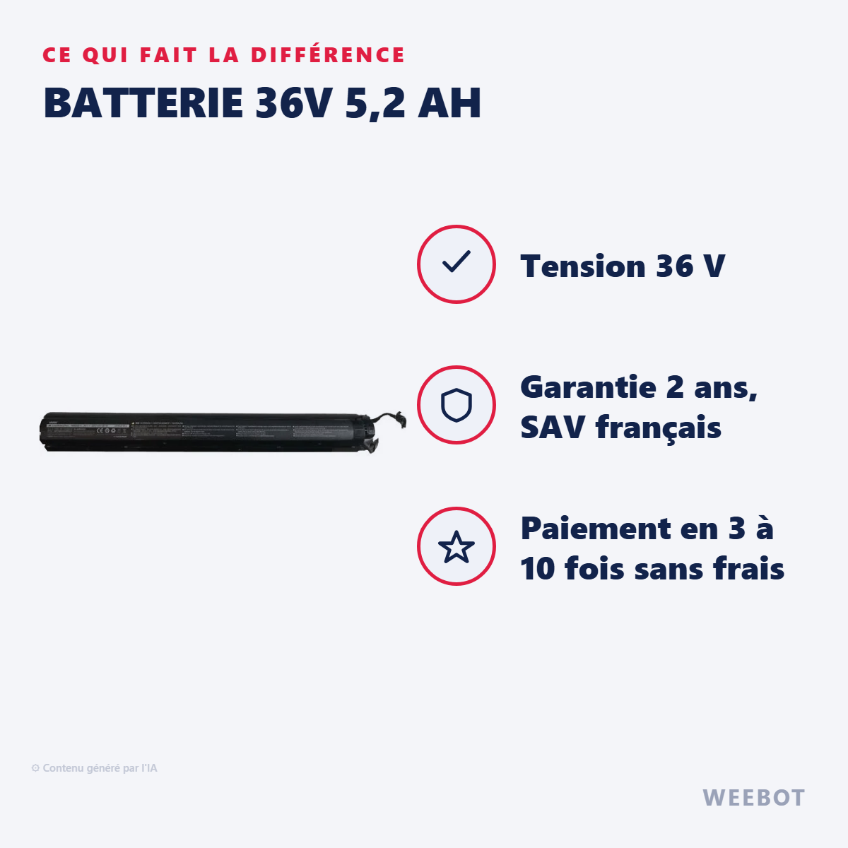 Batterie 36V 5,2 AH : les points forts