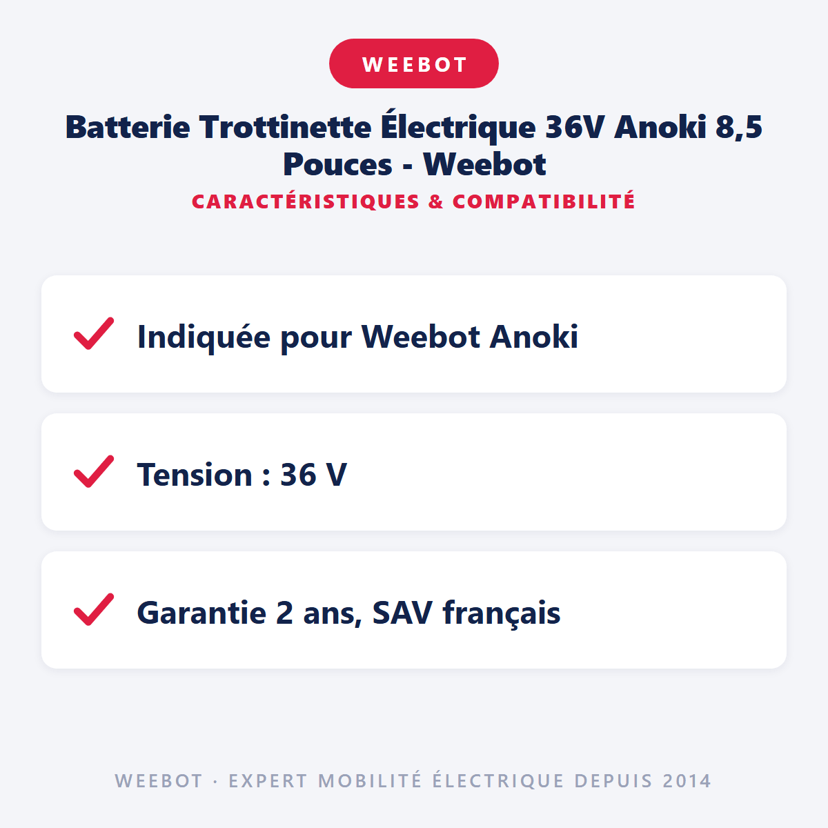 Batterie Trottinette Électrique 36V Anoki 8,5 Pouces - Weebot (Batterie Uniquement) - Weebot