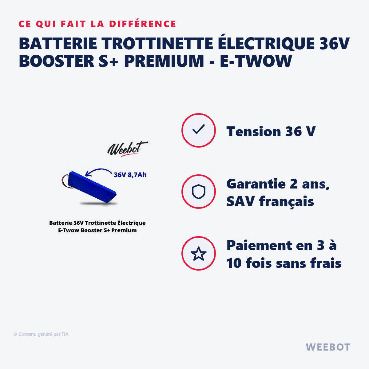 Batterie Trottinette Électrique 36V Booster S+ Premium - E-TWOW : les points forts