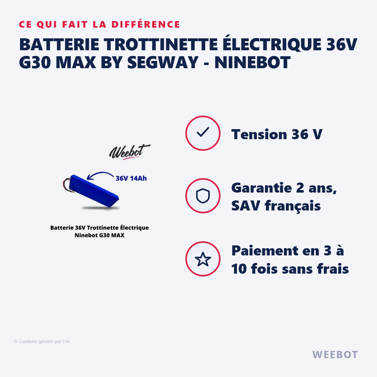 Batterie Trottinette Électrique 36V G30 MAX By Segway - Ninebot : les points forts