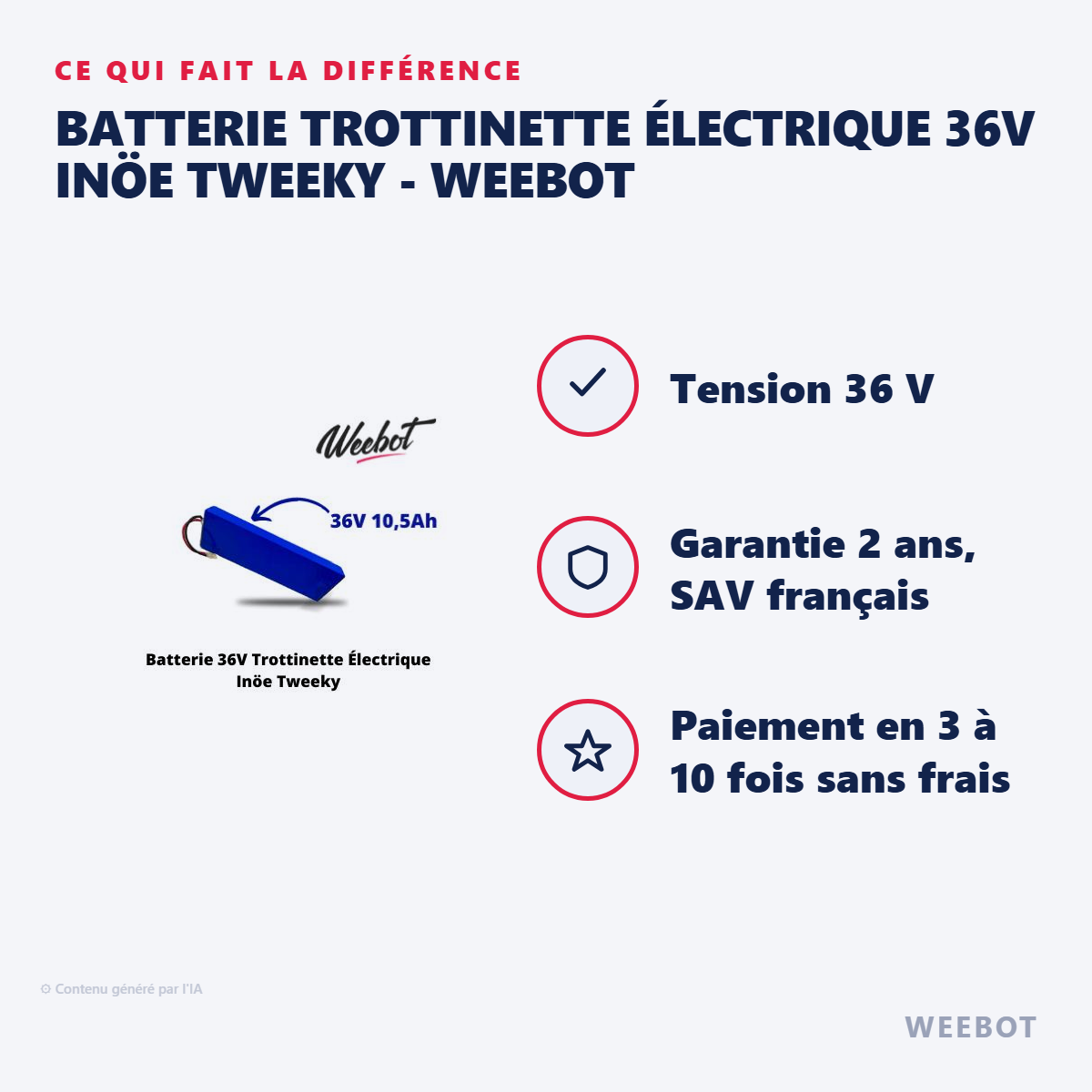 Batterie Trottinette Électrique 36V Inöe Tweeky - Weebot : les points forts