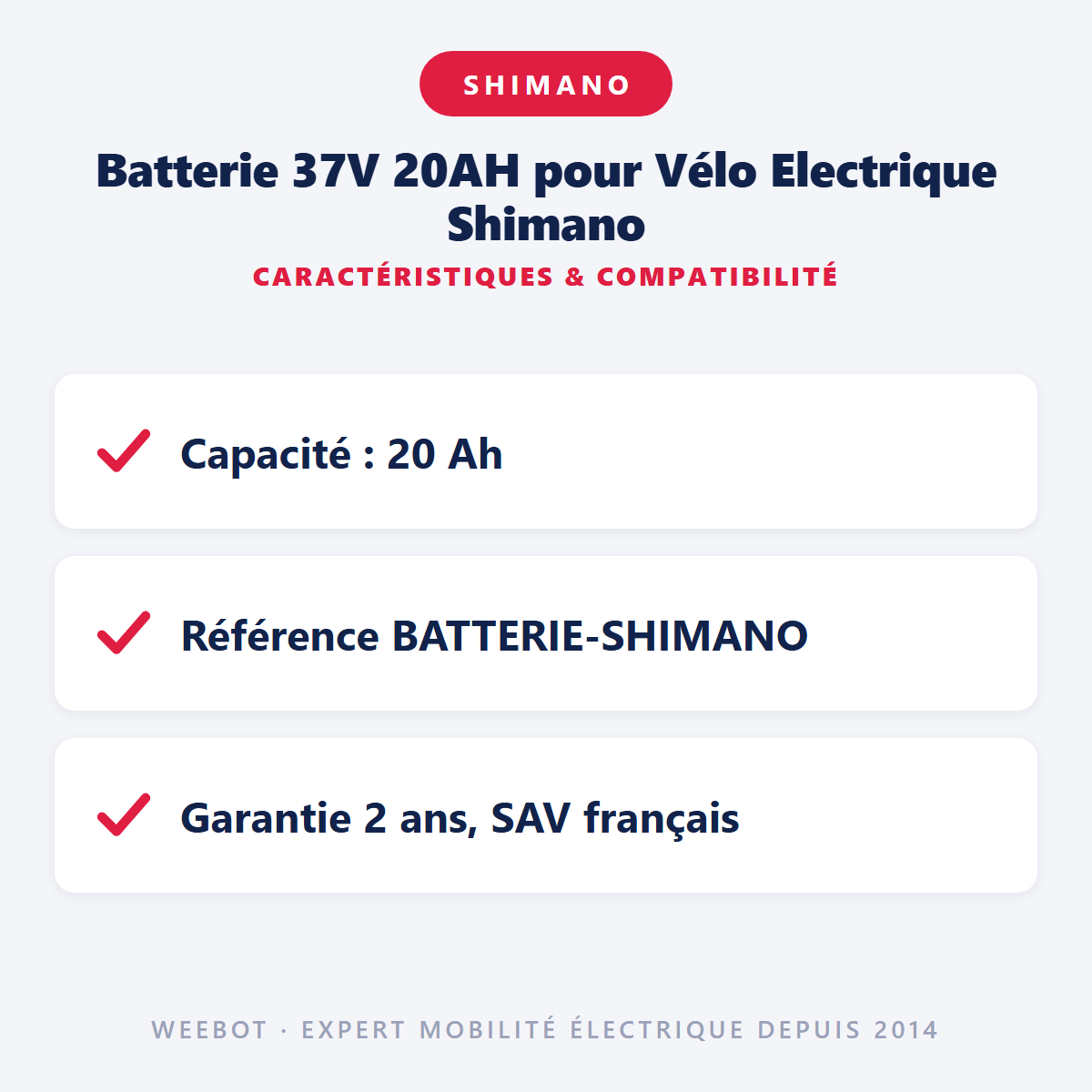 Batterie 37V 20AH pour Vélo Electrique Shimano : caractéristiques et compatibilité