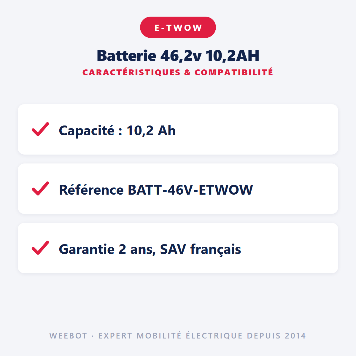 Batterie 46,2v 10,2AH pour Trottinette Electrique E-Twow - Weebot