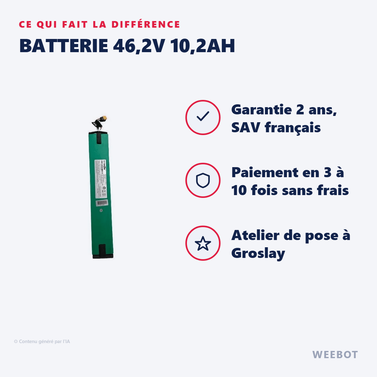 Batterie 46,2v 10,2AH pour Trottinette Electrique E-Twow - Weebot