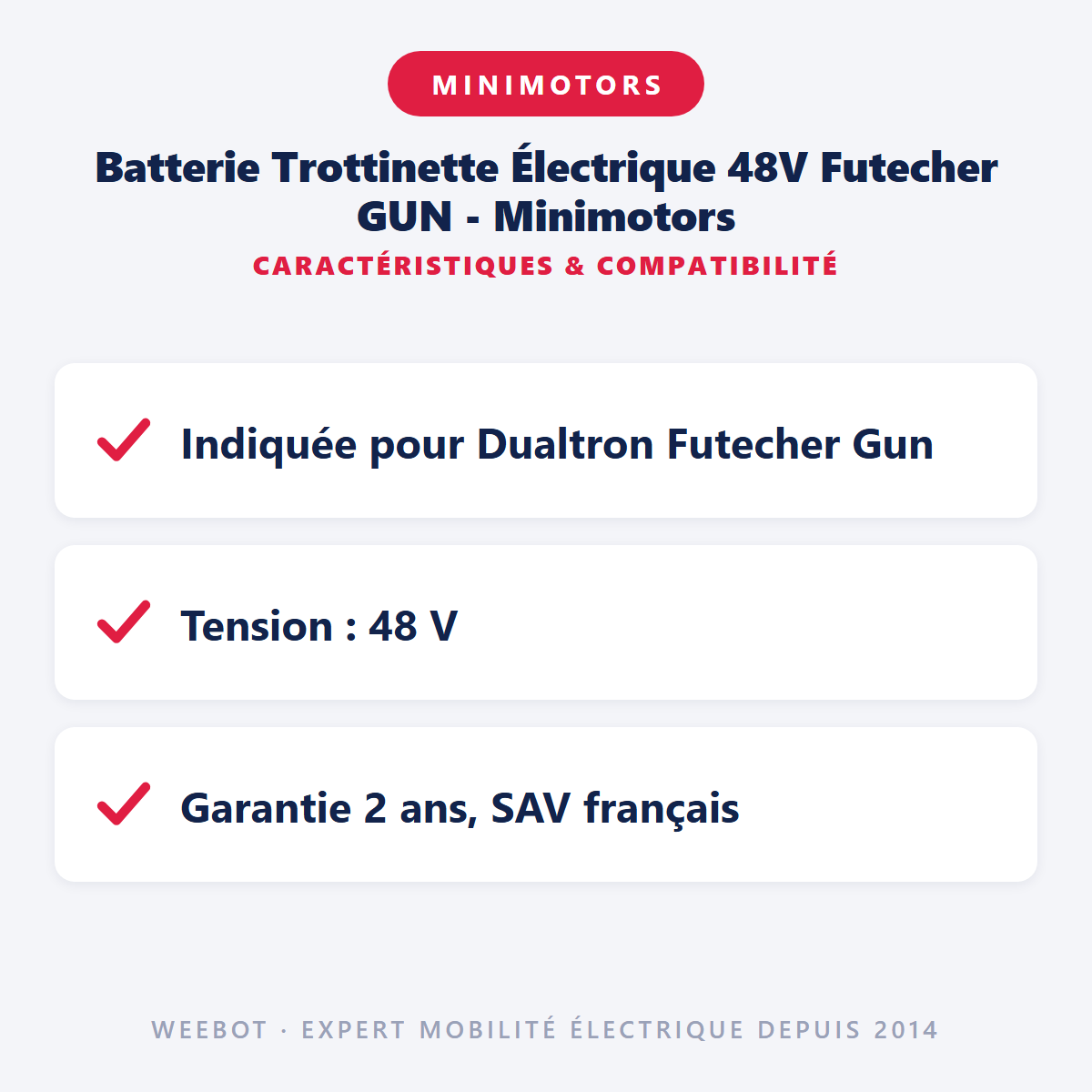 Batterie Trottinette Électrique 48V Futecher GUN - Minimotors : caractéristiques et compatibilité