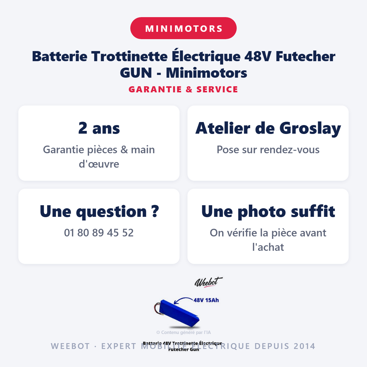 Batterie Trottinette Électrique 48V Futecher GUN - Minimotors : garantie 2 ans et service après-vente