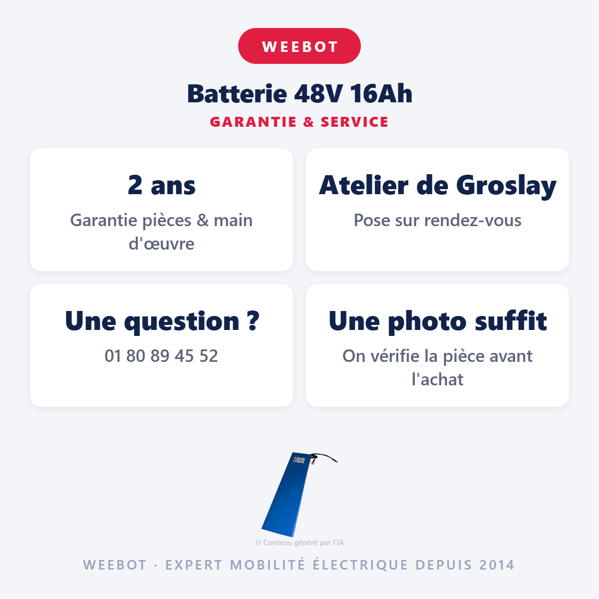 Batterie 48V 16Ah pour Trottinette Électrique Z8 / Z9 - Weebot