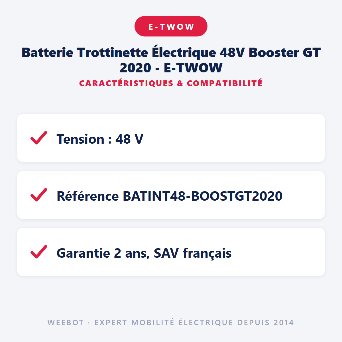 Batterie Trottinette Électrique 48V Booster GT 2020 - E-TWOW : caractéristiques et compatibilité