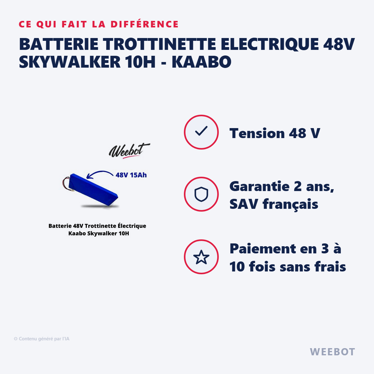 Batterie Trottinette Electrique 48V Skywalker 10H - Kaabo : les points forts