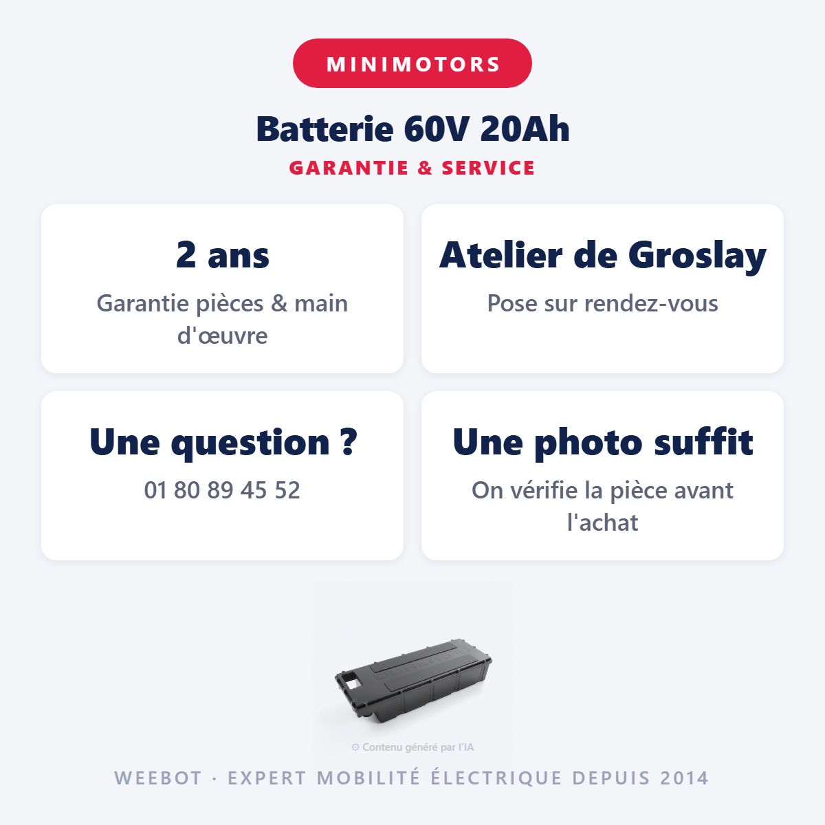 Batterie 60V 20Ah : garantie 2 ans et service après-vente