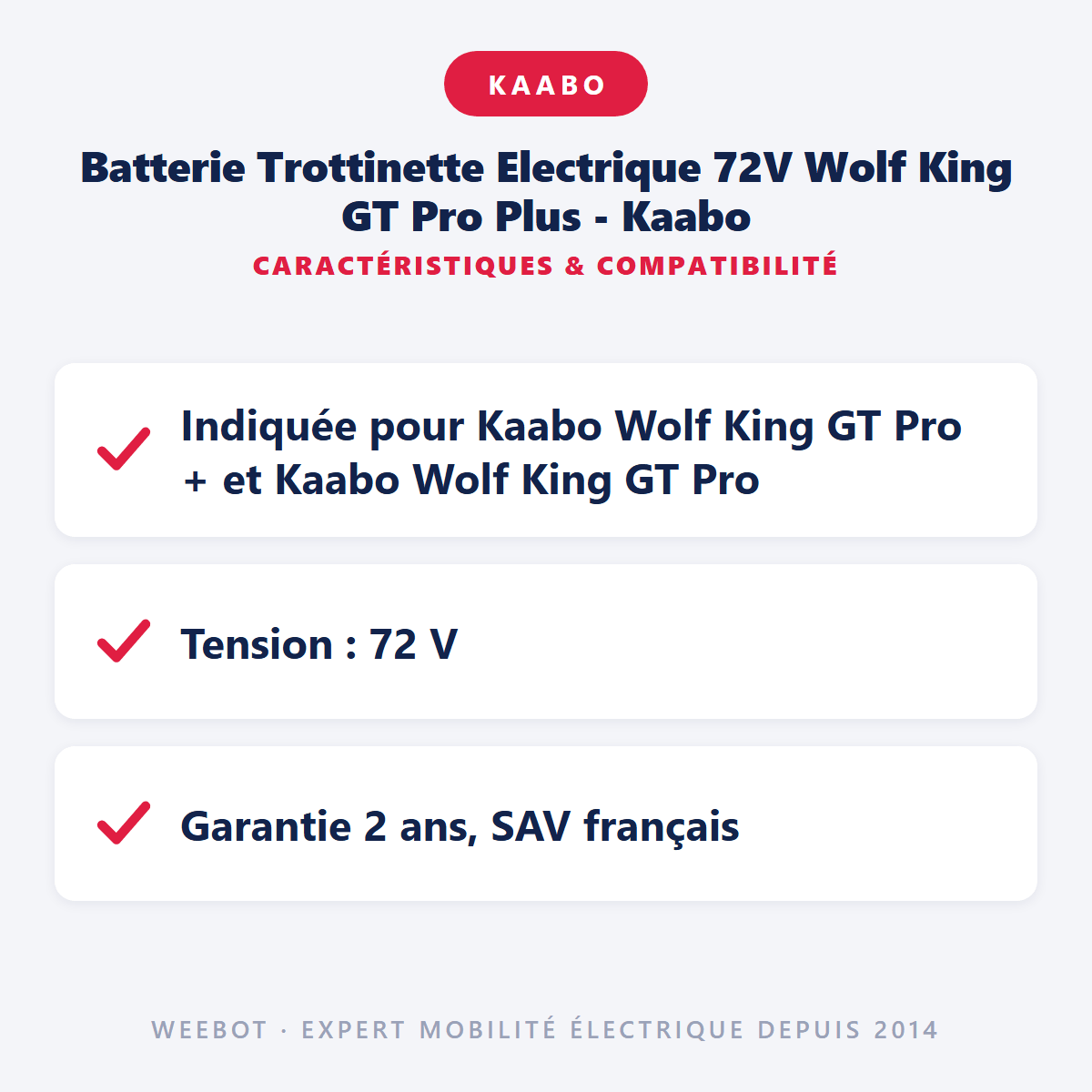 Batterie Trottinette Electrique 72V Wolf King GT Pro Plus - Kaabo (Batterie Uniquement) - Weebot
