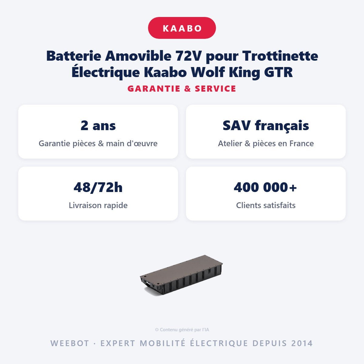 Batterie Amovible 72V pour Trottinette Électrique Kaabo Wolf King GTR - Weebot