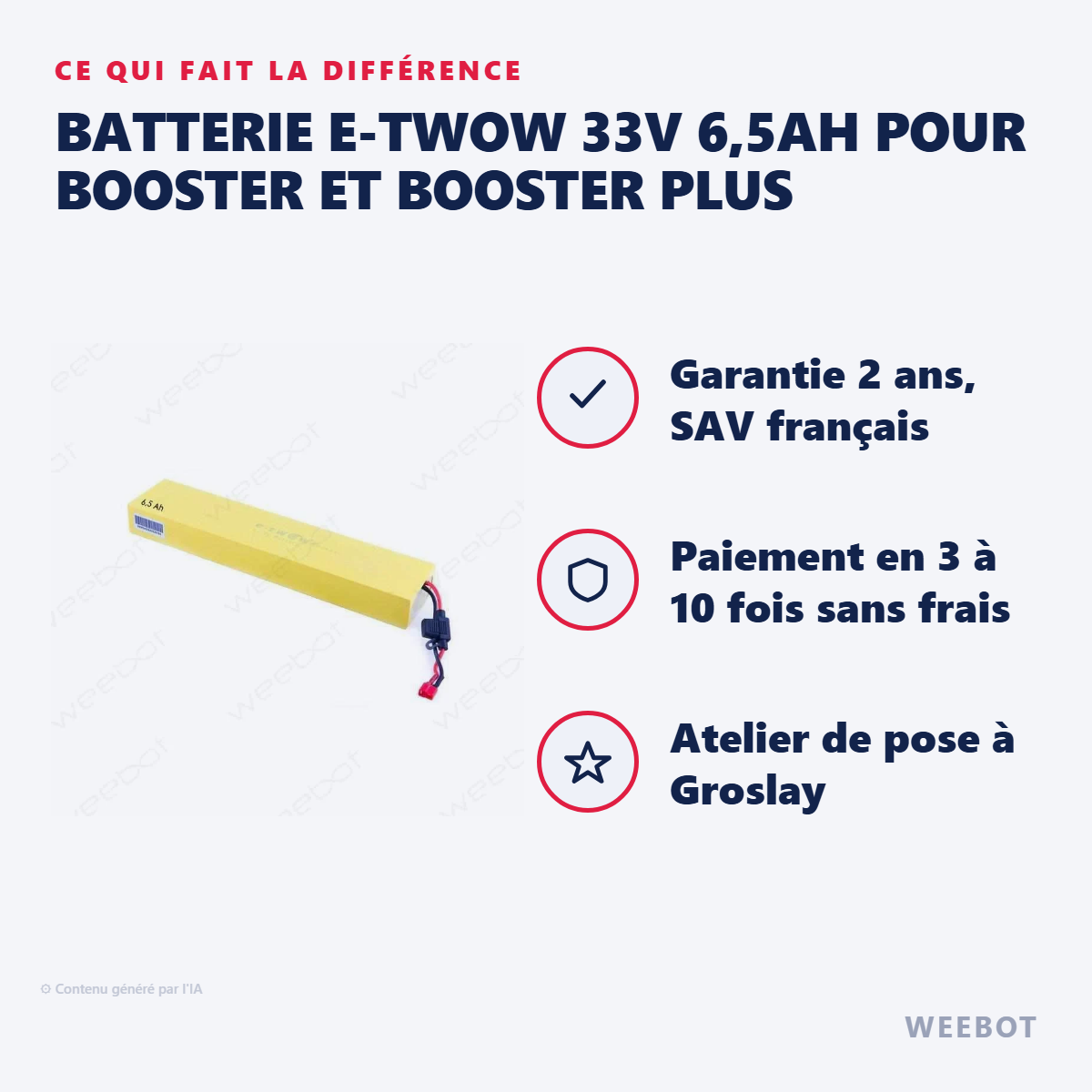 Batterie E-TWOW 33V 6,5Ah pour Booster et Booster Plus : les points forts