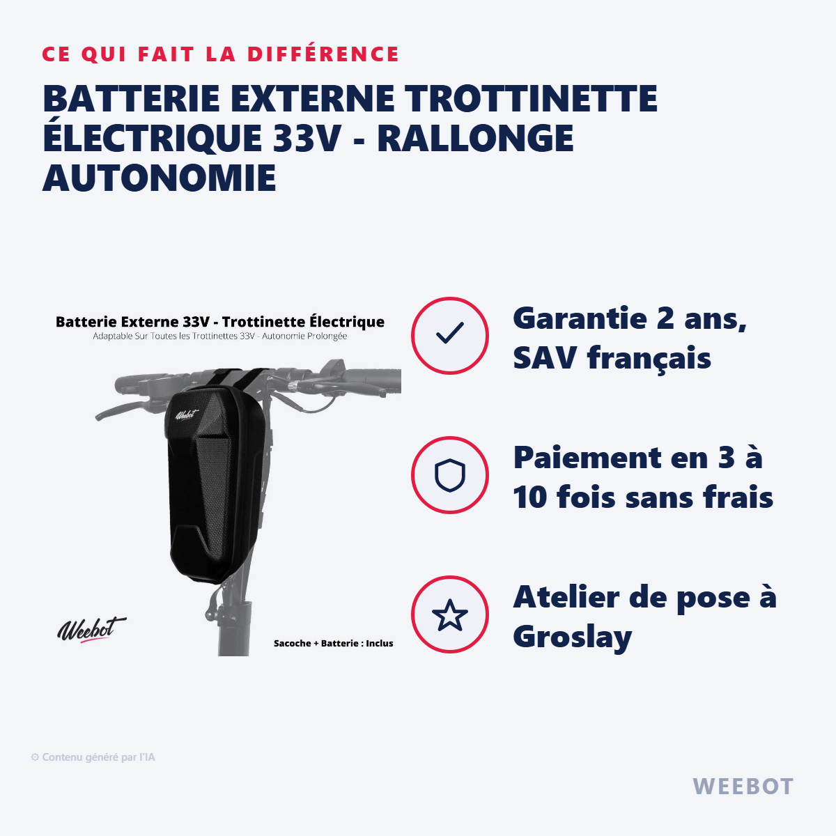 Batterie Externe Trottinette Électrique 33V - Rallonge Autonomie : les points forts