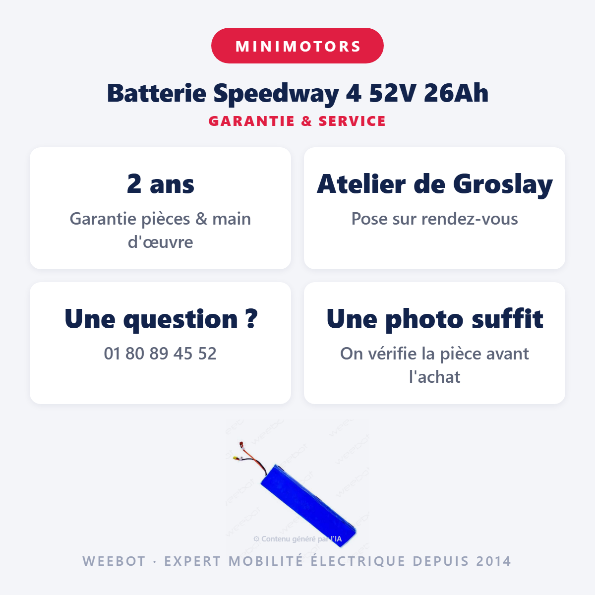 Batterie Speedway 4 52V 26Ah : garantie 2 ans et service après-vente