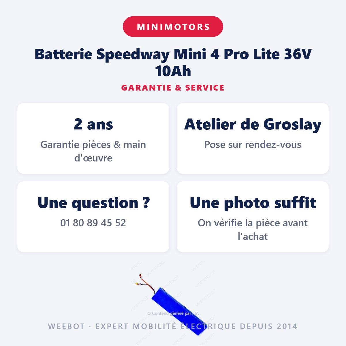Batterie Speedway Mini 4 Pro Lite 36V 10Ah : garantie 2 ans et service après-vente