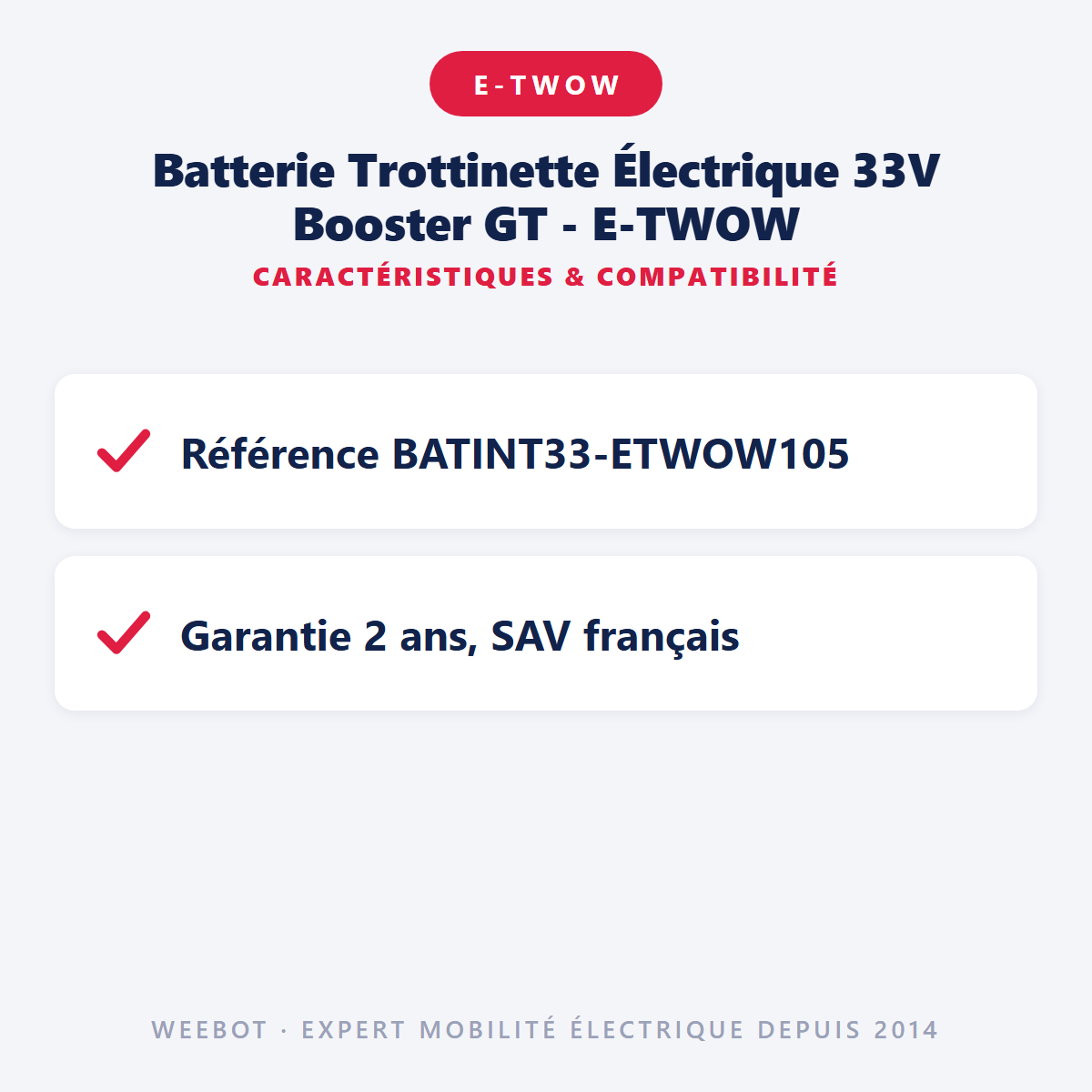Batterie Trottinette Électrique 33V Booster GT - E-TWOW : caractéristiques et compatibilité