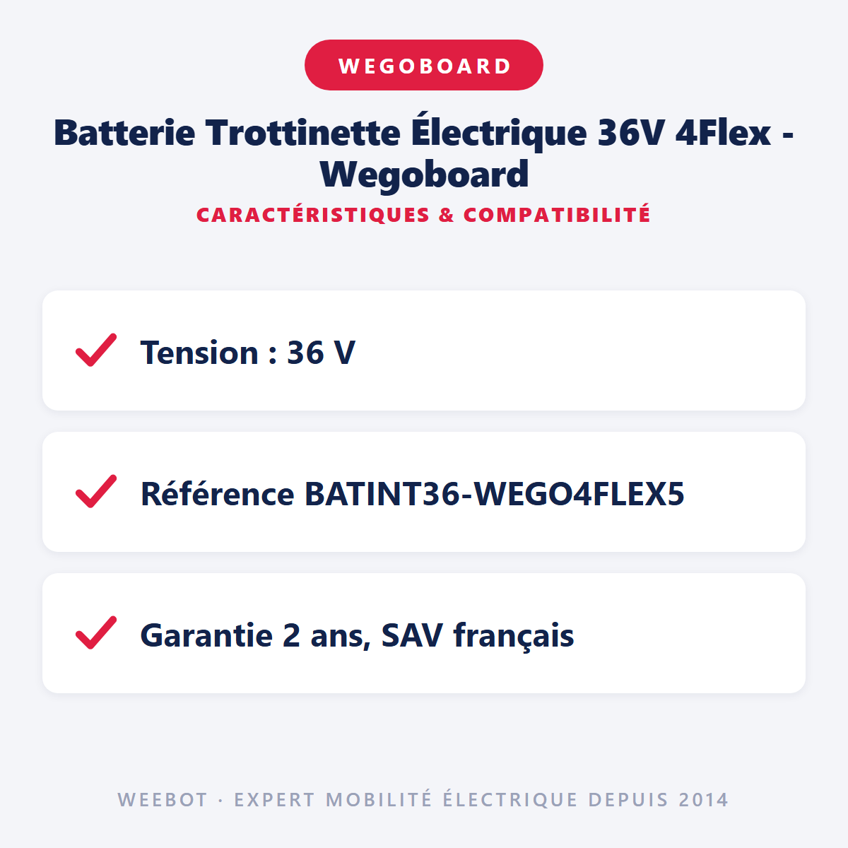 Batterie Trottinette Électrique 36V 4Flex - Wegoboard : caractéristiques et compatibilité