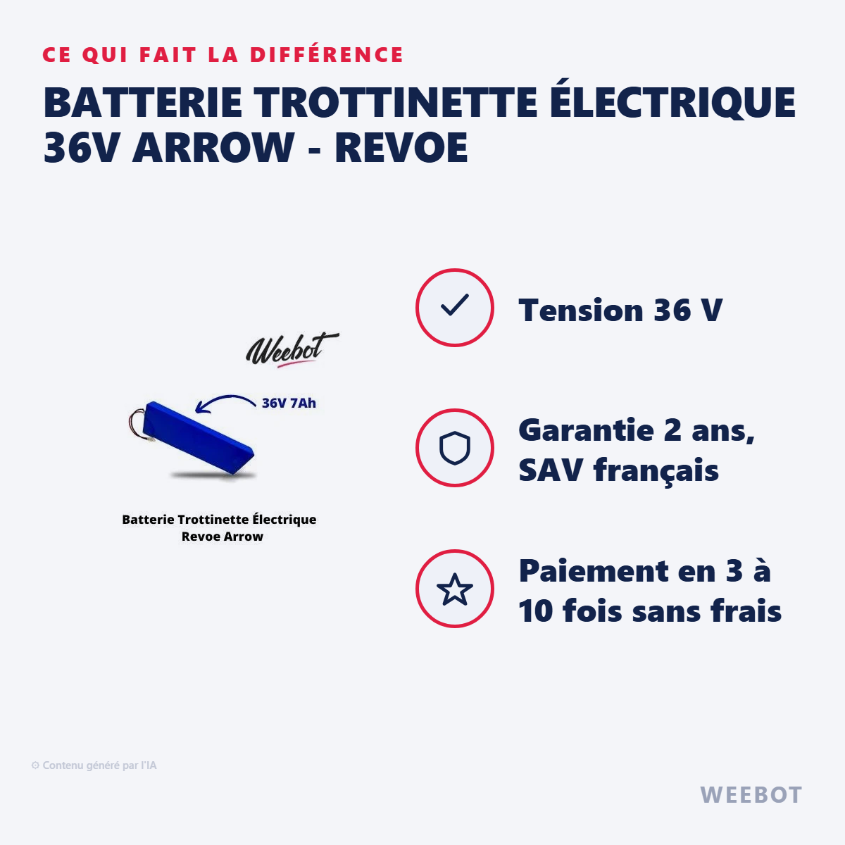 Batterie Trottinette Électrique 36V Arrow - Revoe : les points forts