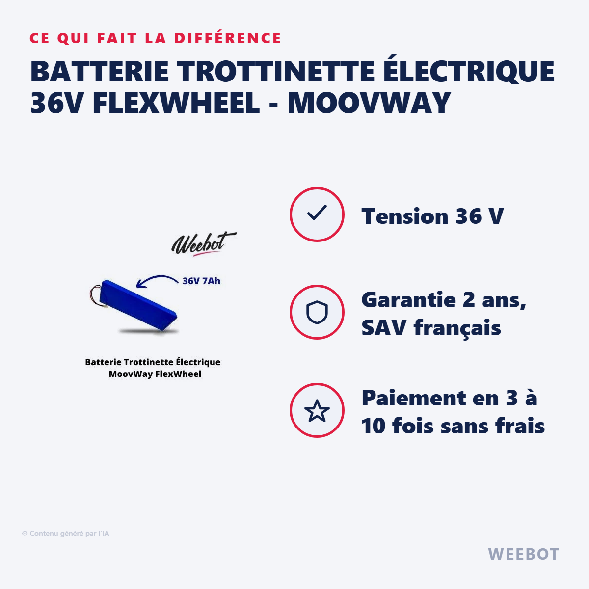 Batterie Trottinette Électrique 36V FlexWheel - MoovWay : les points forts