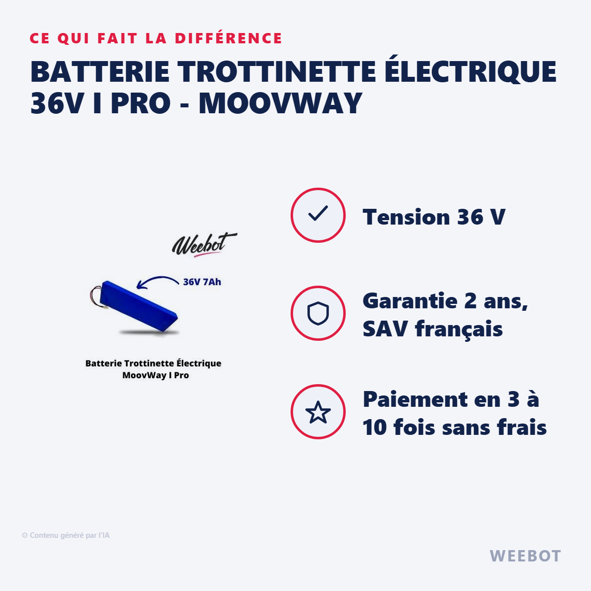 Batterie Trottinette Électrique 36V I Pro - MoovWay : les points forts