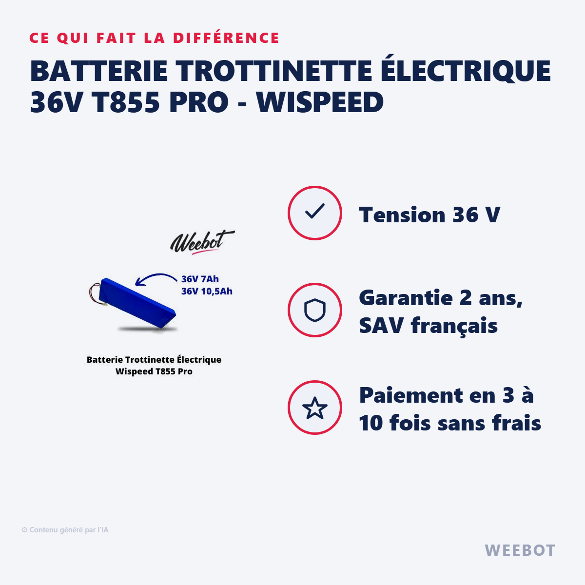 Batterie Trottinette Électrique 36V T855 Pro - Wispeed : les points forts