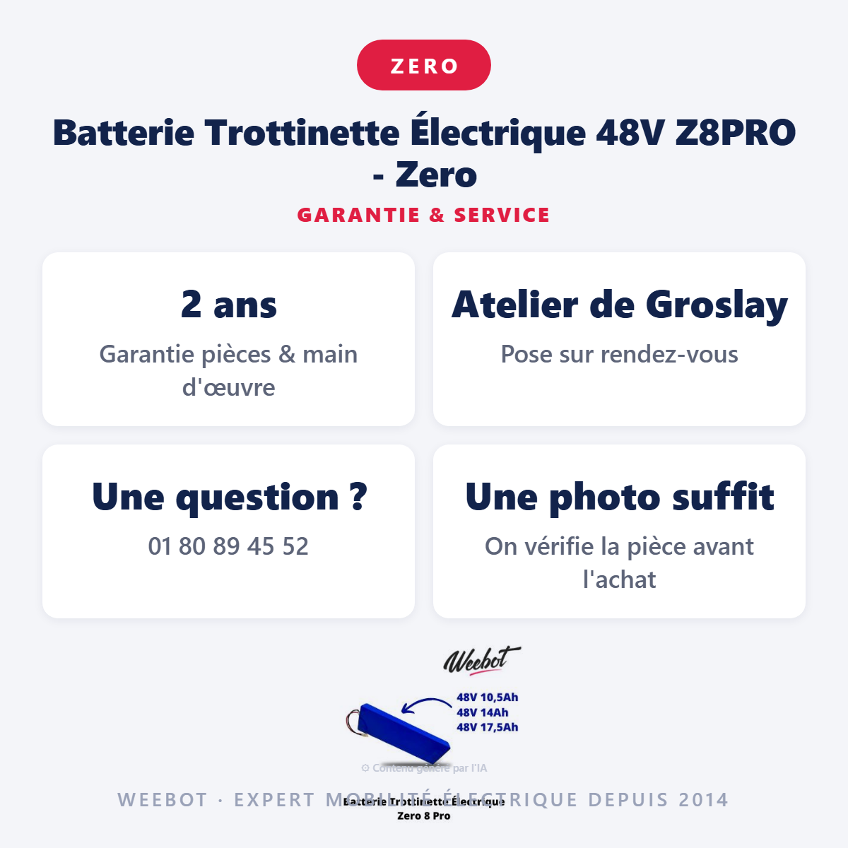 Batterie Trottinette Électrique 48V Z8PRO - Zero : garantie 2 ans et service après-vente
