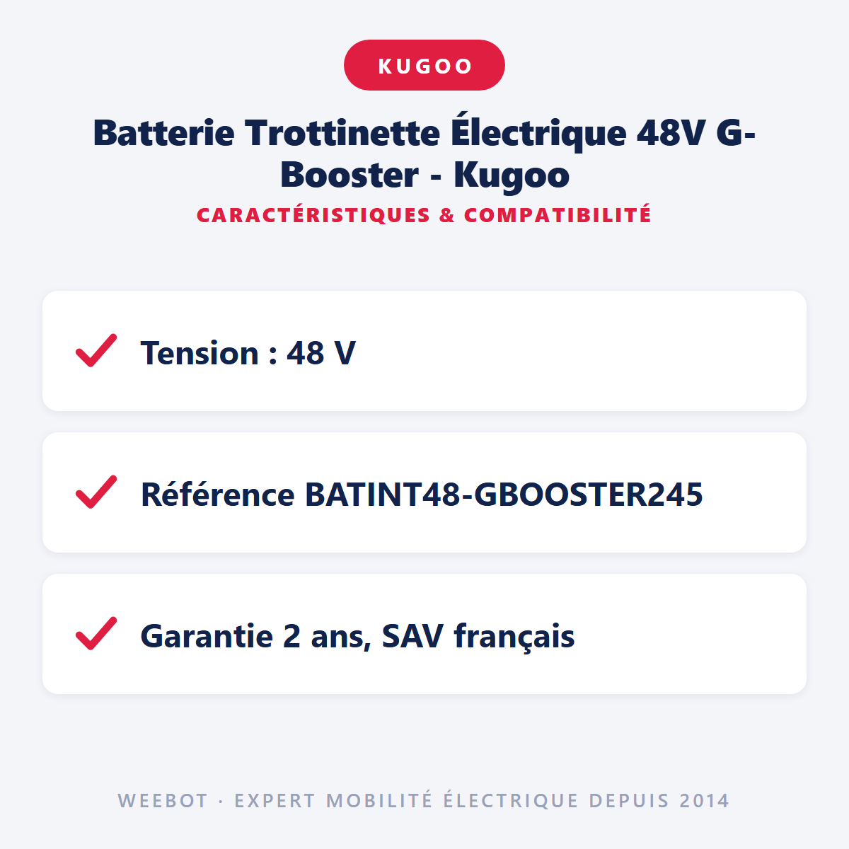 Batterie Trottinette Électrique 48V G-Booster - Kugoo : caractéristiques et compatibilité