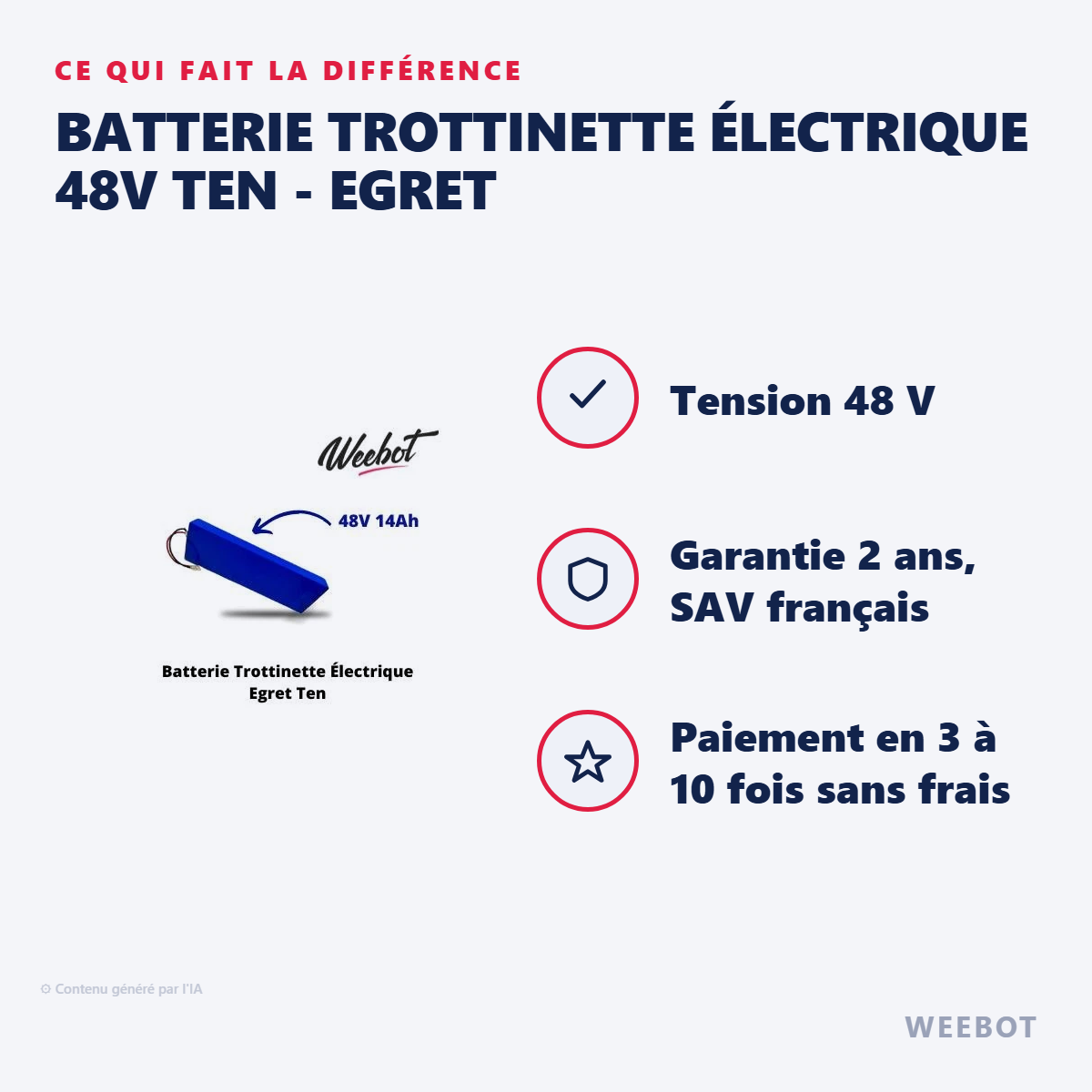 Batterie Trottinette Électrique 48V Ten - Egret : les points forts