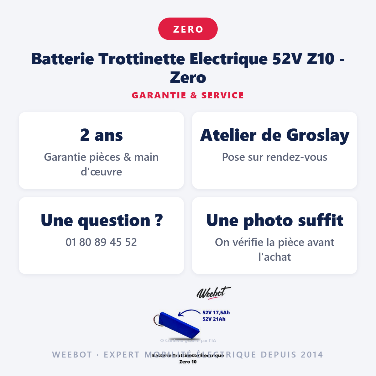Batterie Trottinette Electrique 52V Z10 - Zero : garantie 2 ans et service après-vente