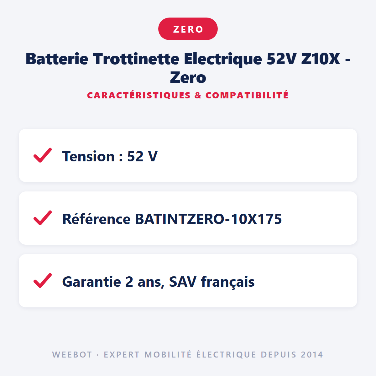 Batterie Trottinette Electrique 52V Z10X - Zero : caractéristiques et compatibilité