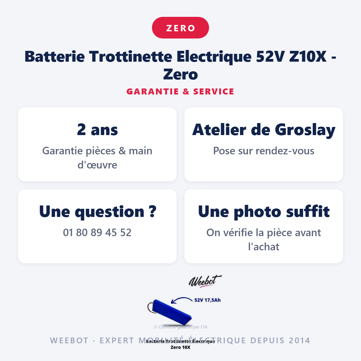 Batterie Trottinette Electrique 52V Z10X - Zero : garantie 2 ans et service après-vente