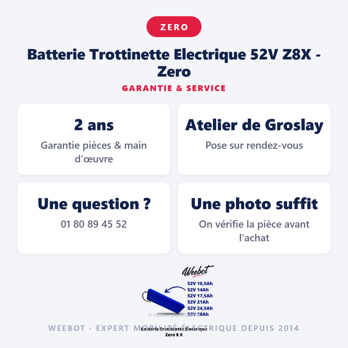 Batterie Trottinette Electrique 52V Z8X - Zero : garantie 2 ans et service après-vente