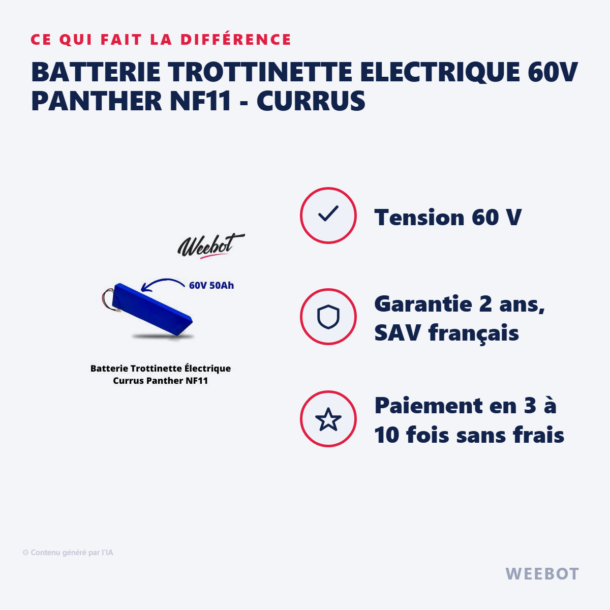 Batterie Trottinette Electrique 60V Panther NF11 - Currus : les points forts