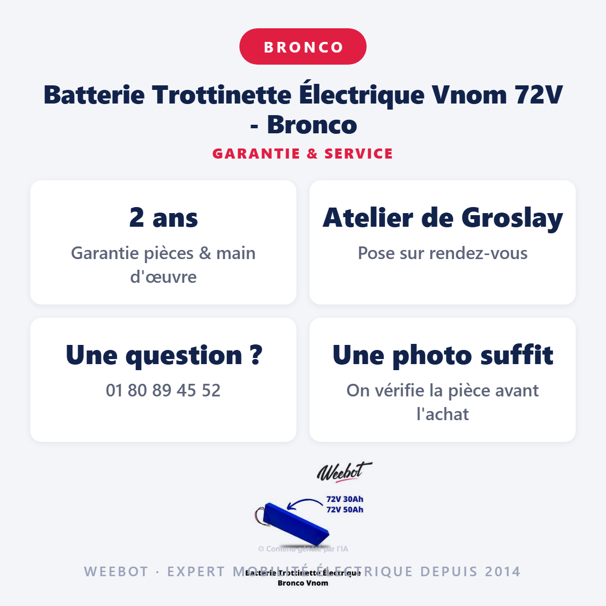 Batterie Trottinette Électrique Vnom 72V - Bronco : garantie 2 ans et service après-vente