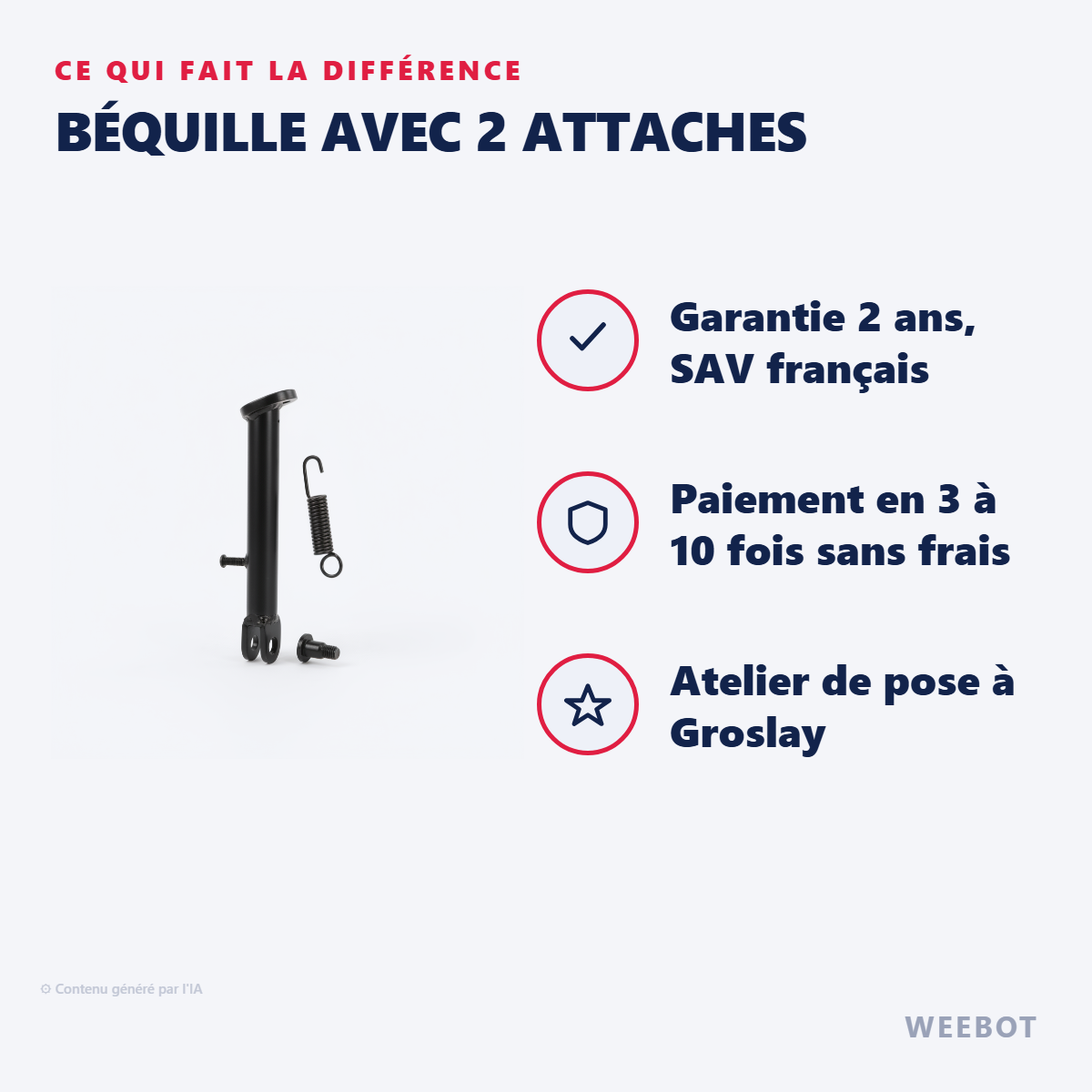 Béquille avec 2 attaches : les points forts