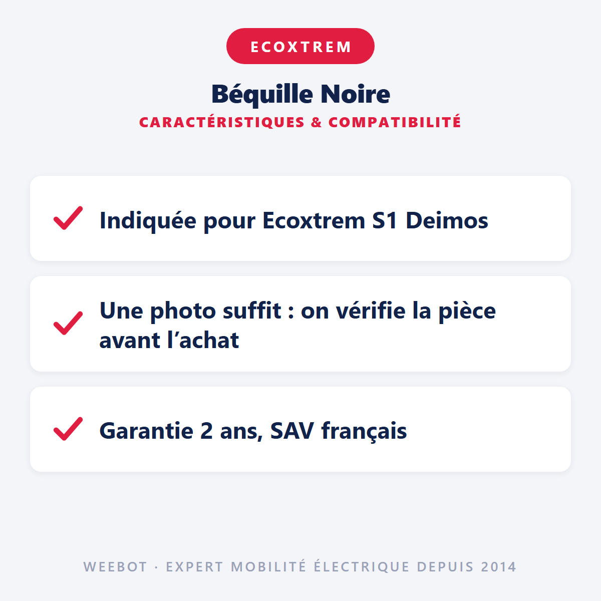 Béquille Noire : caractéristiques et compatibilité