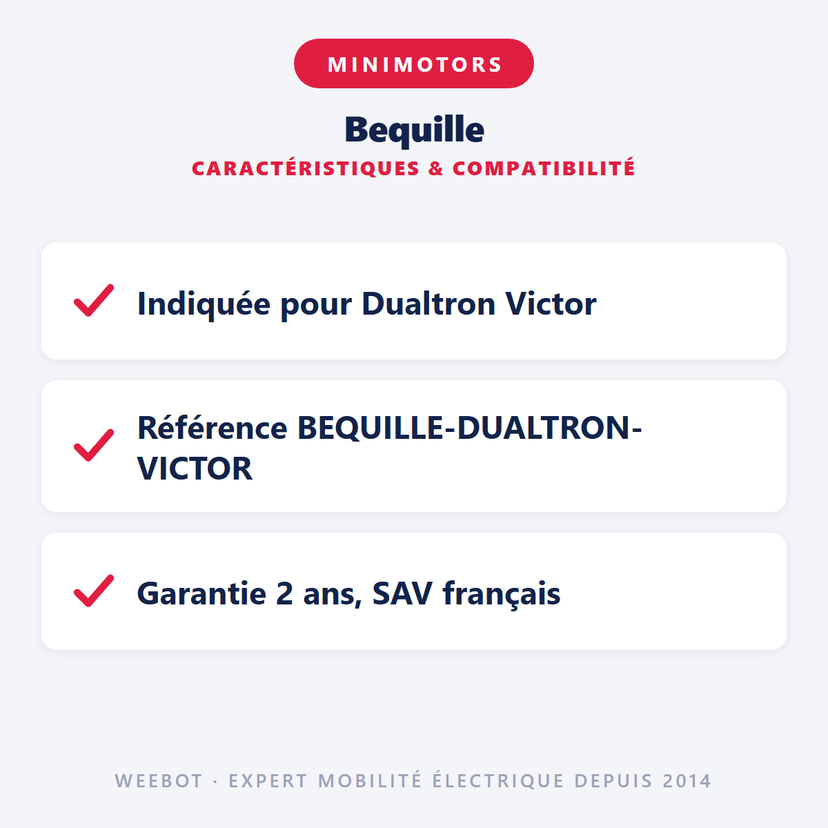 Bequille : caractéristiques et compatibilité