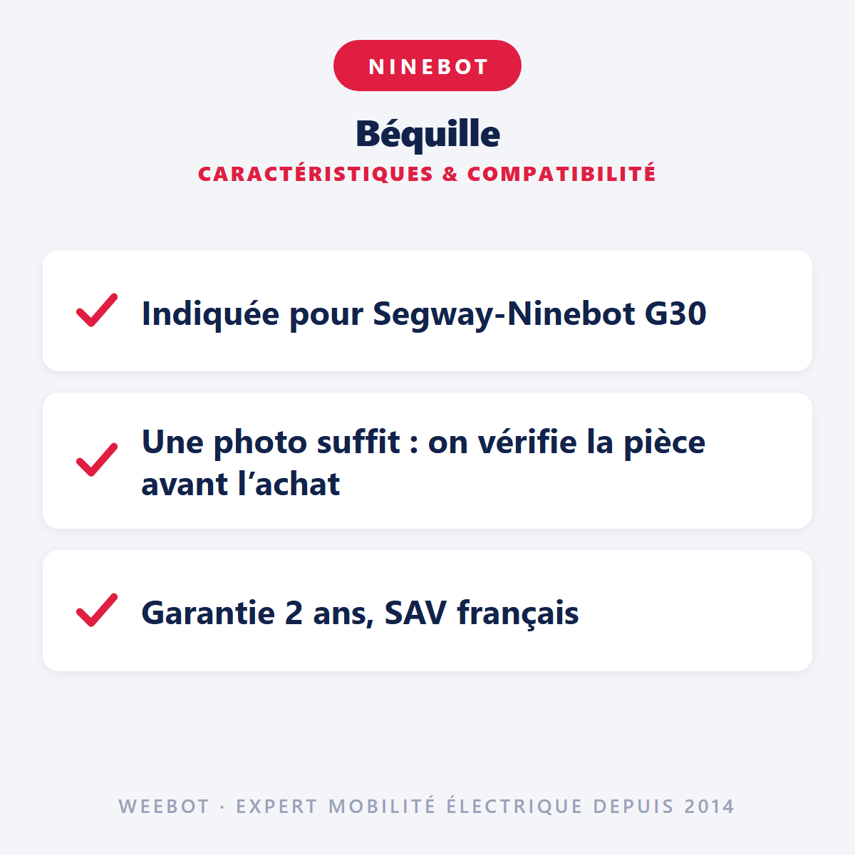 Béquille pour Trottinette Électrique Ninebot Segway G30 Max - Weebot