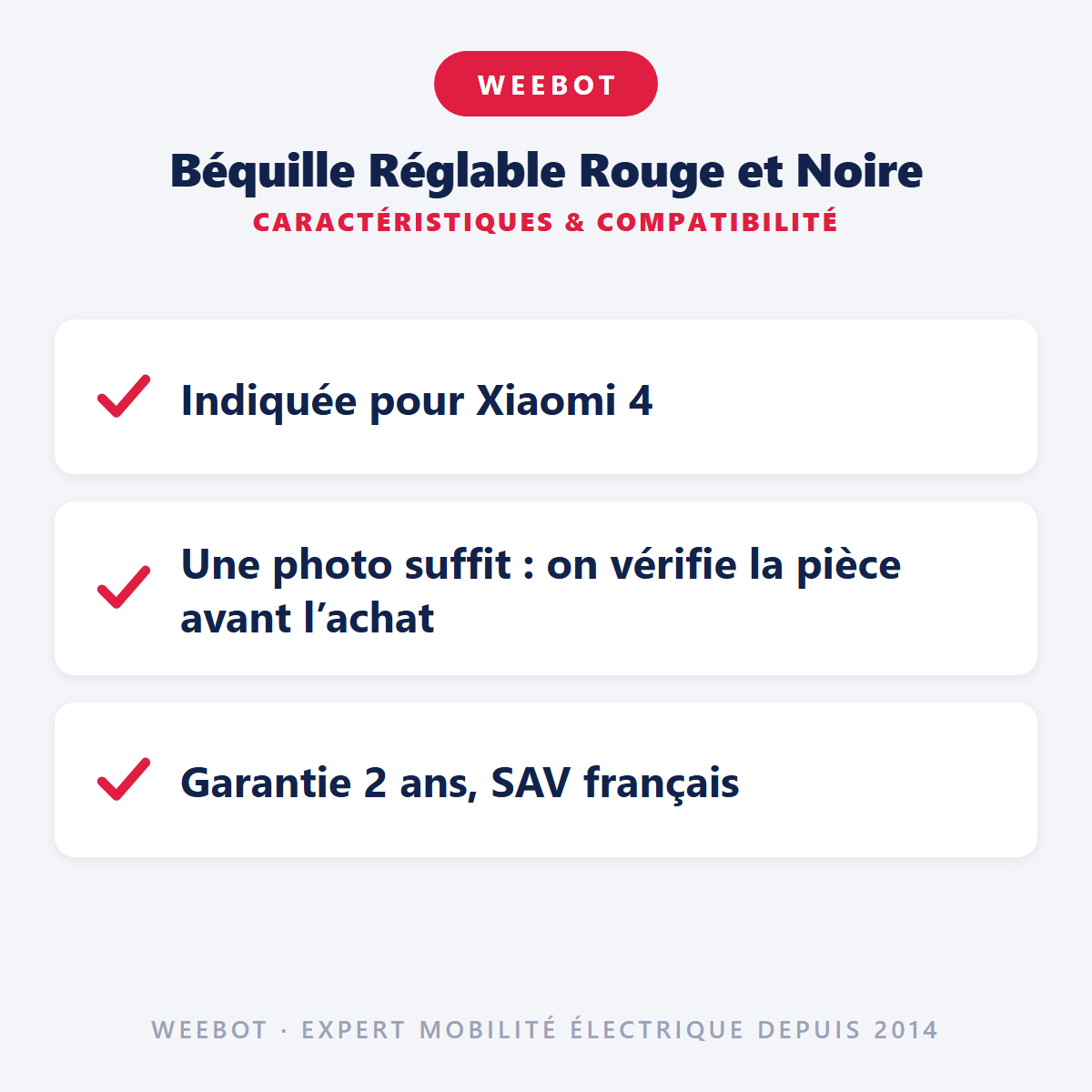 Béquille Réglable Rouge et Noire : caractéristiques et compatibilité
