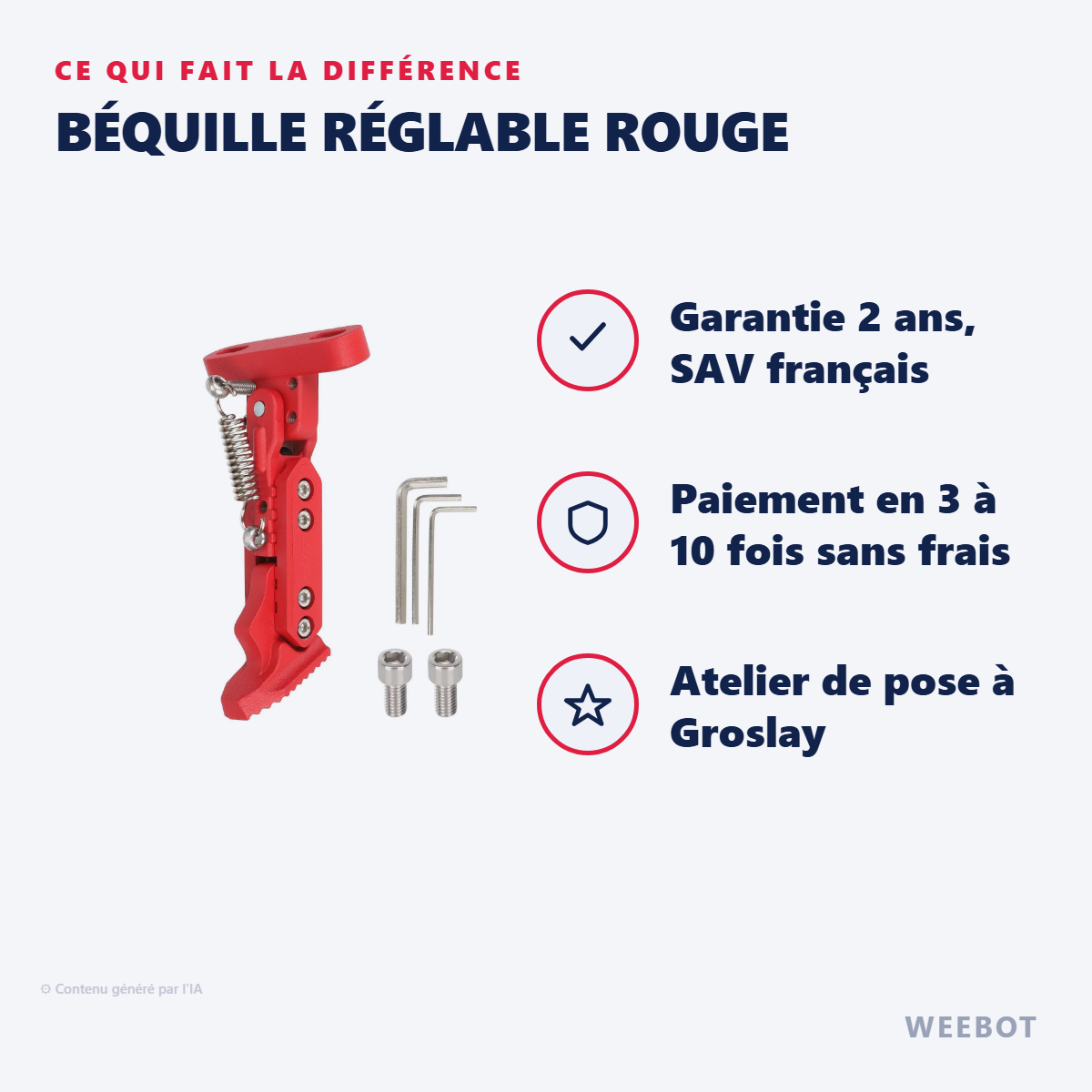 Béquille Réglable Rouge : les points forts