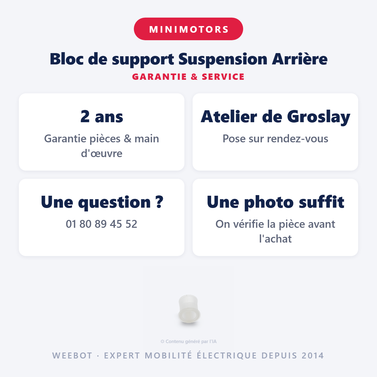 Bloc de support Suspension Arrière : garantie 2 ans et service après-vente