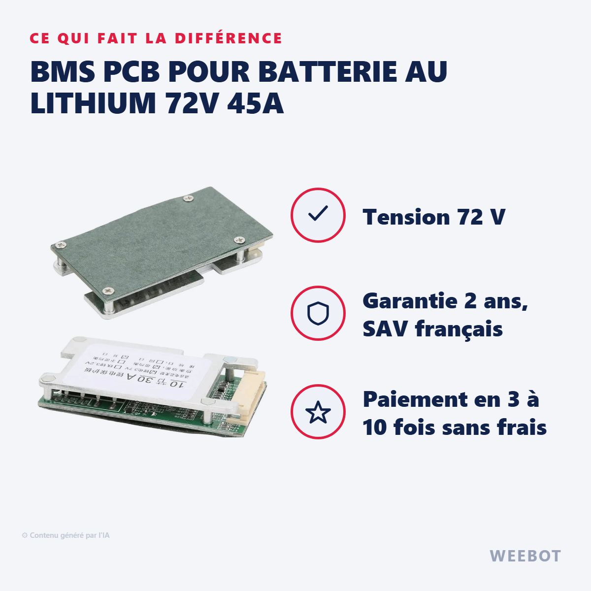 BMS PCB pour Batterie au Lithium 72V 45A : les points forts