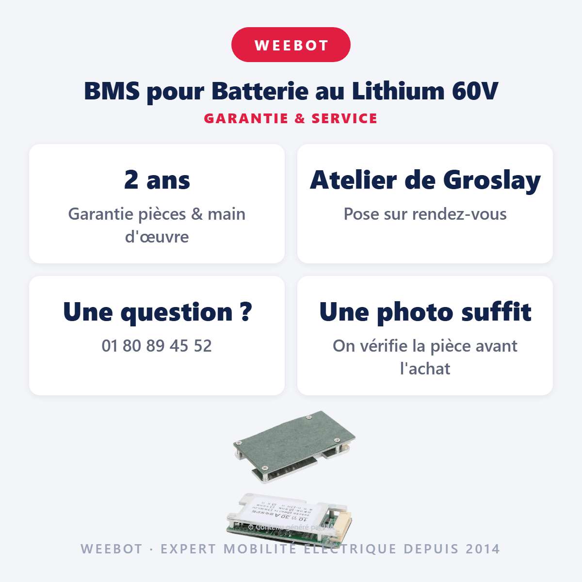 BMS pour Batterie au Lithium 60V : garantie 2 ans et service après-vente