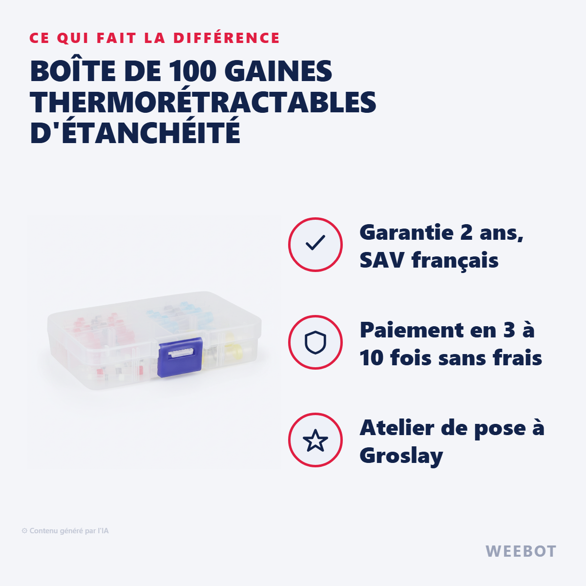 Boîte de 100 Gaines Thermorétractables d'Étanchéité : les points forts